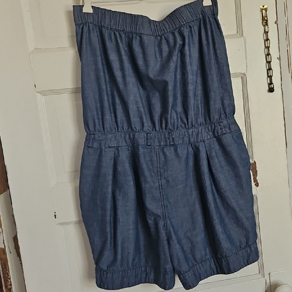 Oxmo Blue Button Up Romper - Picture 5 of 6